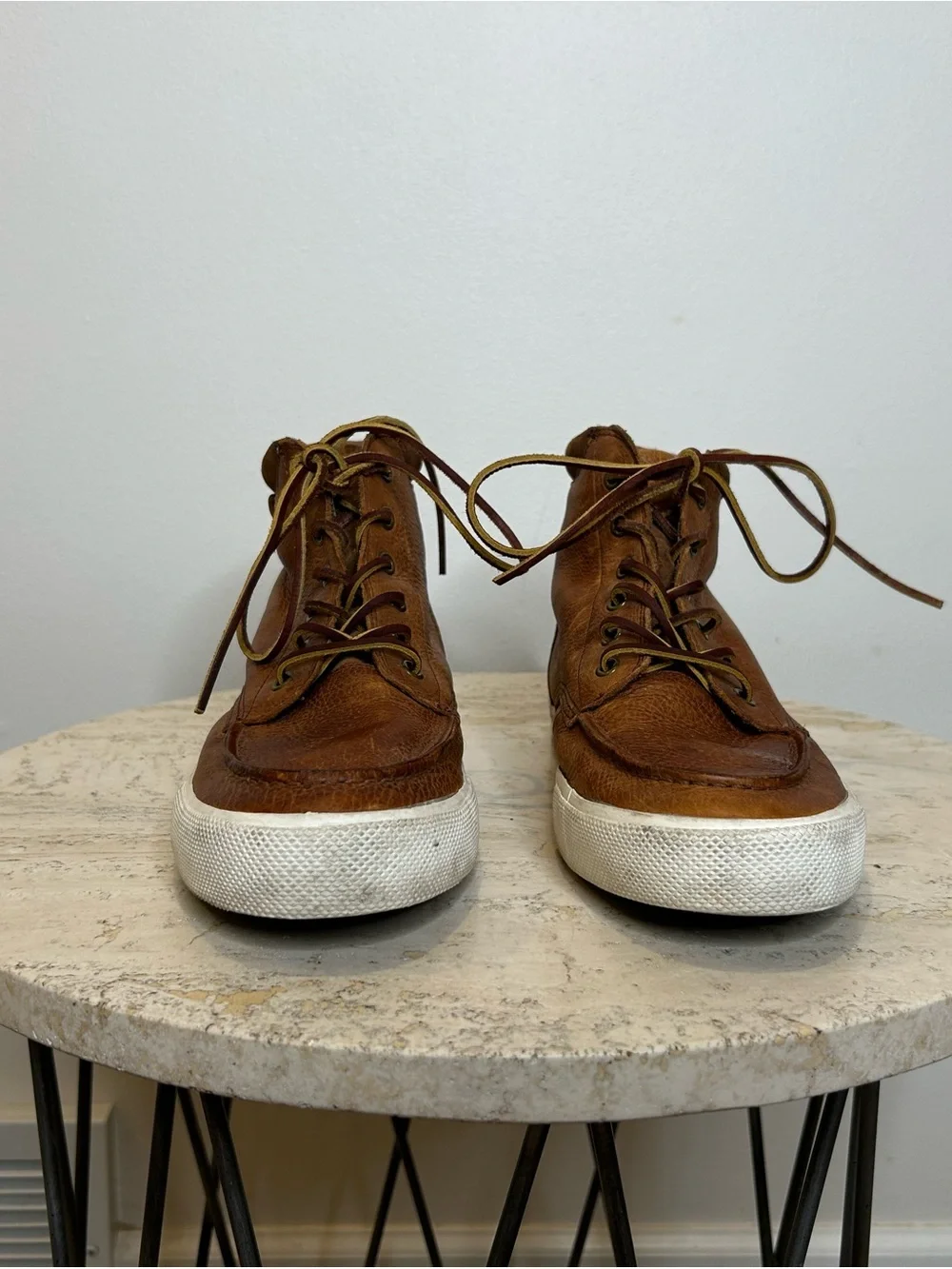 Polo Ralph Lauren Men's Brown Leather High-Top Sneakers Size 9.5D